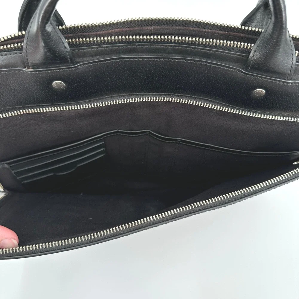 Jack Spade Black Leather Slim Briefcase Messenger Bag Laptop Bag Mens